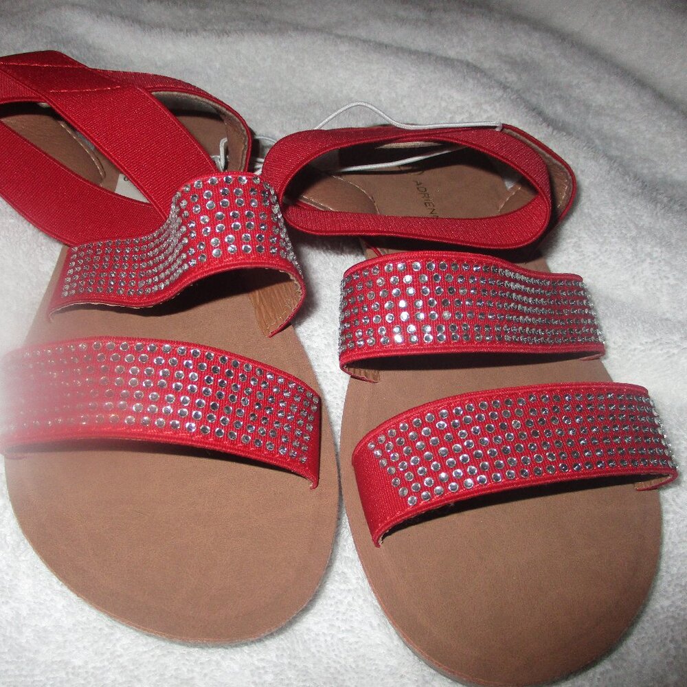 Adrienne Vittadini Red Sandals w/Rhinestones Size 2 M